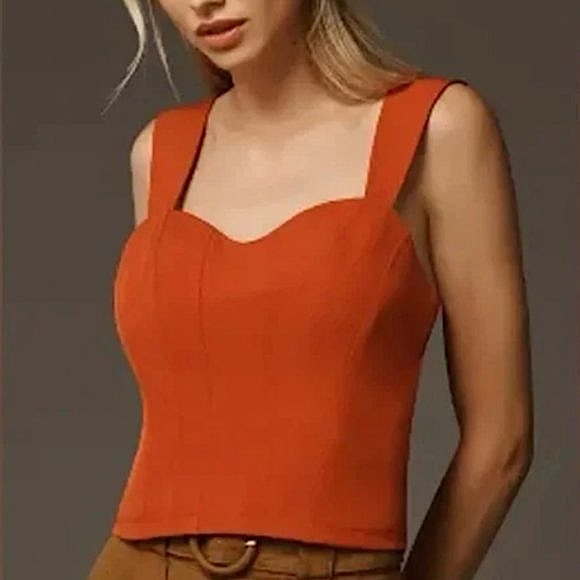 Anthropologie Tops - NEW Anthropologie Rust Sweetheart Corset Tank Top size Medium